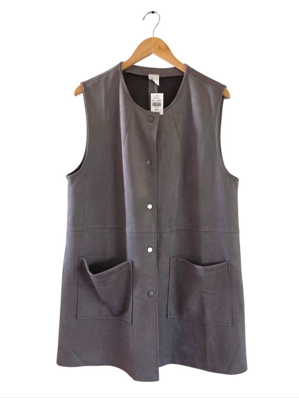 Faux Suede Vest Dress Sz XXL Outdoors Gardening Fall Pockets Button Western